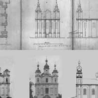 Княжыцы. Выявы плана i фасадаў касцёла св.Антонiя былога дамiнiканскага каляштара да i пасля перабудовы пад праваслаўную царкву. Эвалюцыя зменаў. Зверху - абмерныя чарцяжы да перабудовы (1869 г. РГИА) Апублiкавана - Слюнькова И. Н. Храмы и монастыри Беларуси XIX века в составе Российской империи: Пересоздание наследия. ? М.: Прогресс-Традиция, 2010, стр. 224. Унiзе злева - фота 1939г. (Аўтар-Аляксей Вінэр), Унiзе з правага боку - выява пасля перабудовы пад царкву, (архiўнае фота да 1913г.) Больш выяў - https://wikipedia.org