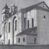 Княжыцы. Выява былога касцёла св.Антонiя дамiнiканскага каляштара пасля перабудовы пад праваслаўную царкву з боку алтарнай часткi. Фота да 1950г., Апублiкавана - Зьміцер Корх, сайт Radzima,org. Электронны рэсурс - https://wikipedia.org