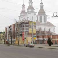 Магілёў. Графiчная рэканструкцыя былога езуiцкага касцёла Святога Францыска Ксаверыя і Анёлаў-Ахоўнікаў.. Выгляд на перыяд пачатку XXст. 3D-мадэль, фотамантаж by А.Невар, арыгiнальны фотаздымак by darriuss - 2016