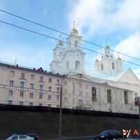 Магiлеў. Графiчная рэканструкцыя Спаса-Праабражэнскай царквы Магілёўскага Спаскага манастыра. Выгляд на пачатак XXст. 3D мадэль, фотамантаж by A. Nevar, 2020г., арыгiнальнае фота - Aleh Dziachkou