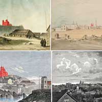 Магiлеў. Выявы Спаса-Праабражэнскай царквы Магілёўскага Спаскага манастыра (пазначана чырвоным) на старадаўнiх гравюрах. Апублiкавана - Давід Алег Лісоўскі Фотагісторыя Магілёва (mogilev-history.blogspot.com):
		<br>1. На акварэлi Юзэфа Пешкі (Juzef Pieska), circa 1800г., крынiца - Антон Астаповіч, БДТАПГК;
		<br>2. На акварэлi Мiкалая Львова - Руіны замка і Рынак, before 1801г., Крынiца - Музэй гісторыі Магілёва;
		<br>3. На выяве by A. Choromanski, апублiкаванай ў Tygodnik Ilustrowany. Nr. 184 (1031), 5.07.1879. S. 13.
		<br>4. Панарама з берага ракi Дубравенкі (1882г.) - Опыт описания Могилевской губернии в историческом, физико-географическом, этнографическом, промышленном, сельскохозяйственном, лесном, учебном, медицинском и статистическом отношениях / сост. [с предисл.] и под ред. А.С. Дембовецкого. — Могилев, 1882—1884. — 3 т. Кн. 1. — 1882. — 25, 782 с.; 9 л. ил., 1 л. к. ; 