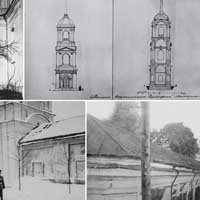 Магiлеў. Выявы вежы-званiцы Магілёўскага Спаскага манастыра на фота i чарцяжах 1868г. Крынiцы - Слюнькова И. Н. Храмы и монастыри Беларуси XIX века в составе Российской империи: Пересоздание наследия. ? М.: Прогресс-Традиция, 2010., Фота да 1918г. з прыватнай калекцыi Фотагісторыя Магілёва (mogilev-history.blogspot.com) by Давід Алег Лісоўскі; 