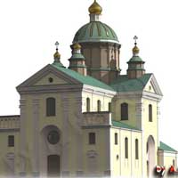 Пустынкi (Мсцiслаўскi раён) Графiчная рэканструкцыя былога базылiянскага Успенскага сабора Пустынкаўскага Свята-Успенскага манастыра. Выгляд пасля перабудовы 1869г. 3D-мадэль by А. Nеvar, 2018г.