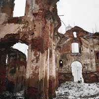 Пустынкi (Мсцiслаўскi раён) Выява iнтэр'ераў былога базылiянскага Успенскага сабора Пустынкаўскага Свята-Успенскага манастыра. Сучасны стан; Аўтар - Алена Паўлоўская, 2018г