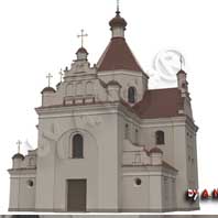 Месца Шклоўскае (Рыжкавiчы). Графiчная рэканструкцыя рынкавай (Ўваскрасенскай) царквы. 3D мадэль - А. Невар. 2017г