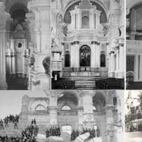 Даўгаўпілс (Дынабург, Дзвiнск, Daugavpils). Выява iнтэр'ераў гарнiзоннага сабора (былога езуiцкага касцёла). Калаж з фота пачатку-сярэдзiны XXcт. (1900-1950-я гг.)