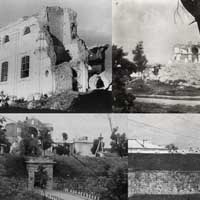 Даўгаўпілс (Дынабург, Дзвiнск, Daugavpils). Выява гарнiзоннага сабора (былога езуiцкага касцёла). Калаж з фота сярэдзiны XXcт. у працэсе разроркi храма (1950-я гг.) 