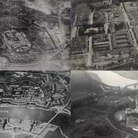 Даўгаўпілс (Дынабург, Дзвiнск, Daugavpils). Выява гарнiзоннага сабора (былога езуiцкага касцёла) на панараме фартэцыi. Калаж з аэрафота пачатку XXcт. (1910-1920-я гг.) 