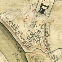 Даўгаўпілс (Дынабург, Дзвiнск, Daugavpils). Сiтуацыйны план горада 1778г. складзены беларускiм губернскiм землемерам К. Томашэўскiм. Фрагмент. Цалкам план - па спасылцы на старонцы ФБ суполкi Dinaburgas cietoksna foto