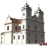 Любешыў, або Любяшоў (Валынская вобласць Украiны, былое магдэбургскае мястэчка гістарычнай Піншчыны) Графiчная рэканструкцыя касцёла Св. Яна Евангелiста кляштару пiяраў. 3D-мадэль by А. Nеvar 2018г.