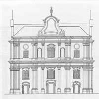 Любешыў, або Любяшоў (Валынская вобласць Украiны, былое магдэбургскае мястэчка гістарычнай Піншчыны) Выява касцёла Св. Яна Евангелiста кляштару пiяраў; Абмерныя чарцяжы фасада касцёла ў першай палове XXст. Крынiца - Uwagi na temat tworczosci architektonicznej Pawla Gizyckiego SJ. Zarys katalogu dziel, in: Sztuka ziem wschodnich Korony, Wielkiego Ksiestwa Litewskiego i Rusi w XVI – XVIII wieku, Ed. J. Lileyko, Lublin 2000; Aпублiкавана - Andrzej Betlej; Электронны рэсурс - http://archiv.ub