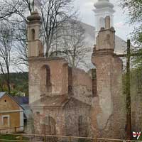 Мельнiк (Падляшша, Rzeczpospolita Polska) Графiчная рэканструкцыя былога замкавага Троiцкага касцёла. Выгляд па апошняй 
перабудове апошняй чвэрцi XIX ст. (пасля 1871г.) на праваслаўную Свята-Духаўскую Царкву. 3D-мадэль, фотамантаж - by А. Nеvar, 2019г.; арыгiнальнае фота - Remigiusz Krzykowski