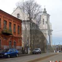 Невель (Пскоўская вобласць РФ) Графiчная рэканструкцыя касцёла Св. Юрыя (Георгія) былога кляштару францысканцаў. 3D-мадэль, фотамантаж - by А. Nеvar, 2019г. арыгiнальнае фота - A. Tiagunova