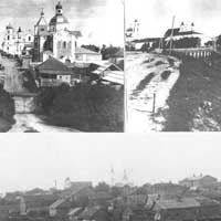 Невель (Пскоўская вобласць РФ) Выявы касцёла Св. Юрыя (Георгія) былога кляштару францысканцаў на панараме горада. Калаж з фота канца 19ст. (1870-я гг..) Апублiкавана - суполка Библиотеки Невельского края у ВК