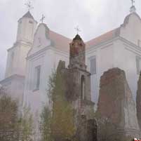 Губiна (Камень). Графiчная рэканструкцыя касцела Св. Антонiя былога францысканскага кляштара. Выгляд на перыяд пачатку XXст. 3D-мадэль, фотамантаж - by А. Nеvar, Арыгiнальнае фота - A. Kapchikov. 2017г.