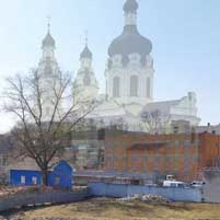 Графiчная рэканструкцыя былой бажніцы Апекі Маці Божай Базыльянскага кляштара на пачатак мiнулага стагоддзя. 3D Мадэль, фотамантаж - А. Невар, Арыгiнальныя фотаздымкi - А. Сцяпанава