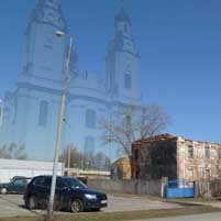 Графiчная рэканструкцыя былой бажніцы Апекі Маці Божай Базыльянскага кляштара на пачатак мiнулага стагоддзя. 3D Мадэль, фотамантаж - А. Невар, Арыгiнальныя фотаздымкi - А. Сцяпанава