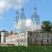 Орша. Графiчная рэканструкцыя бажніцы Апекі Маці Божай былога базыльянскага кляштара. Выгляд на пачатак XX стагоддзя. 3D-мадэль, фотамантаж by А.Невар, арыгiнальны фотаздымак by A. Pevnev - 2016г