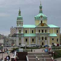 Мiкалаеўскi сабор (былы езуiцкi касцёл Св. Юзафа) у Вiцебску пасля другой перабудовы 1872г. Графiчная рэканструкцыя. 3D-мадэль, фотамантаж by А. Невар, арыгiнальны фотаздымак by Юрась Шепелев - 2015г