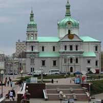 Мiкалаеўскi сабор (былы езуiцкi касцёл Св. Юзафа) у Вiцебску пасля другой перабудовы 1872г. Графiчная рэканструкцыя. 3D-мадэль, фотамантаж by А. Невар, арыгiнальны фотаздымак by Юрась Шепелев - 2015г. 