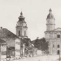 Мiкалаеўскi сабор (былы езуiцкi касцёл Св. Юзафа) у Вiцебску пасля першай перабудовы 1842г. Фотаздымак - 1860-х гг. (памiж 1865-69гг.) Электронны рэсурс - https://be-tarask.wikipedia.org/